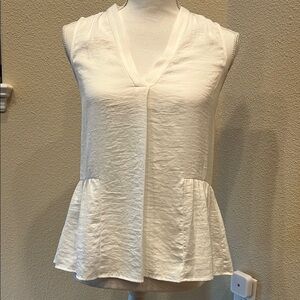 Vince Camuto Cream Sleeveless Peplum Blouse